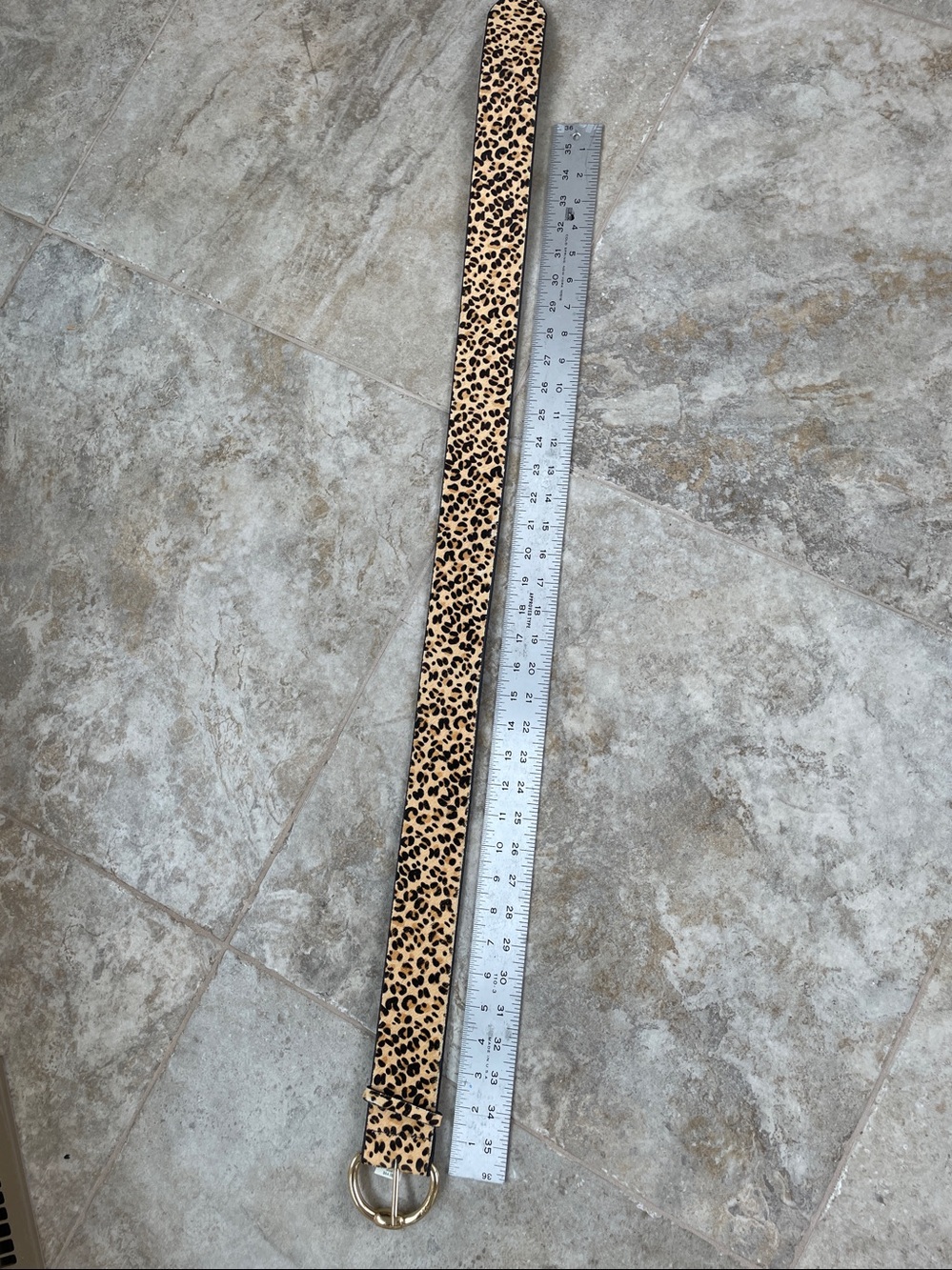 Ralph Lauren Leopard Calf hair Print Wide Belt with Gold Buckle - Picture 4 of 9